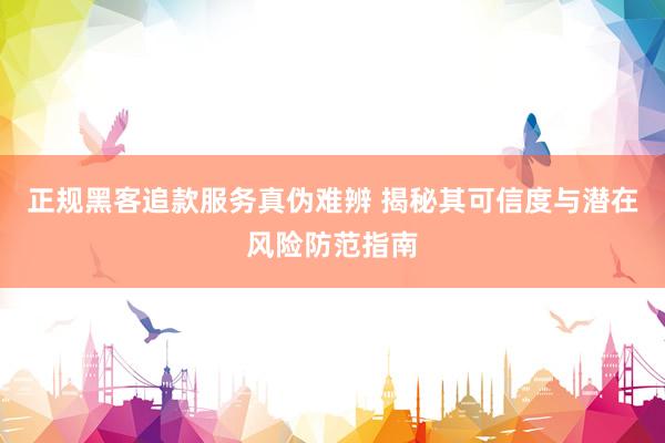 正规黑客追款服务真伪难辨 揭秘其可信度与潜在风险防范指南