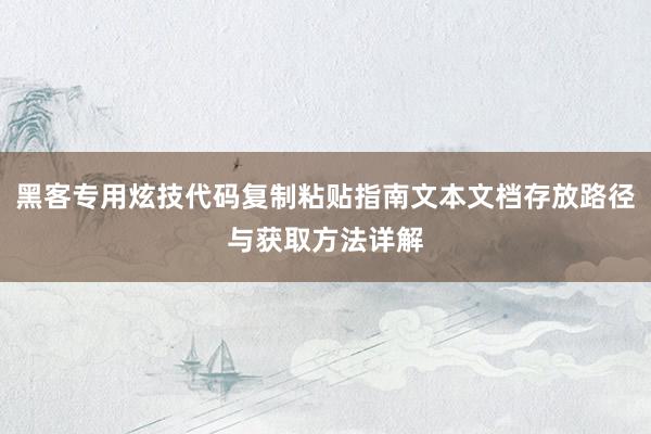 黑客专用炫技代码复制粘贴指南文本文档存放路径与获取方法详解